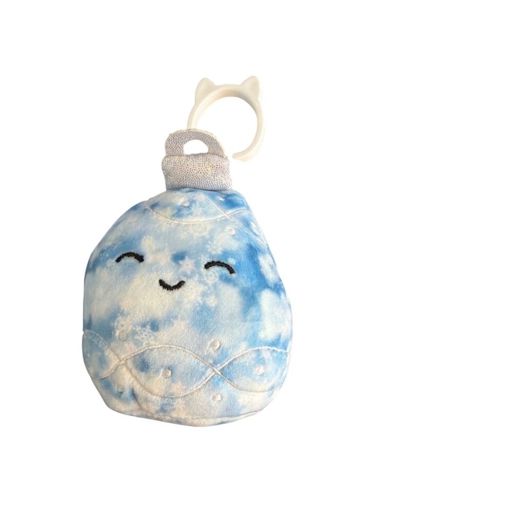 Squishmallow Tinsel Ornament Plush Clip-On 3.5" Blue White Snowflake NWT